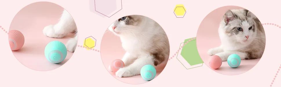 DONGKER Cat Ball Toys Interactive Self Rotating Rolling Balls Automatic Moving USB Rechargeable for Cats Kitten Kitty Exercise(4.3 * 4.3cm) (pink+green) - product information 31