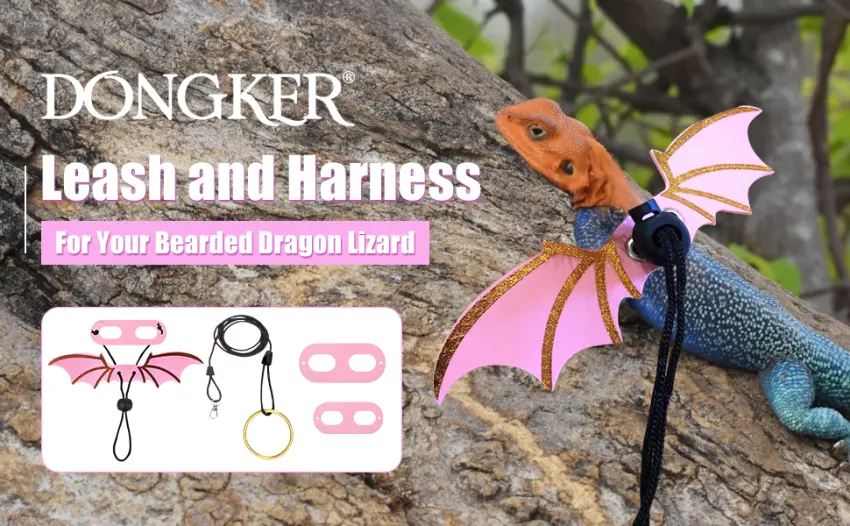 Bearded Dragon Lizard Leash Harness Adjustable Small Reptile Animals Harness w/ 3 Size Wing for Outdoor Safety Walking Pink - product information 26