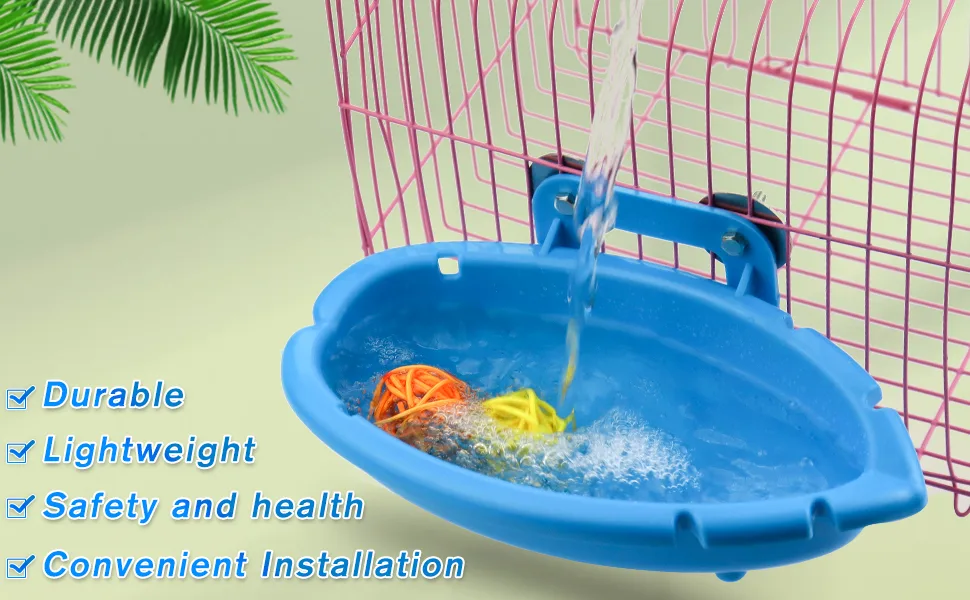 Mygeromon Bird Bath for Cage - Budgie Hanging Small Tub for Parrot Parakeets/Canary/Budgerigar Shower (Blue) - Birdbath