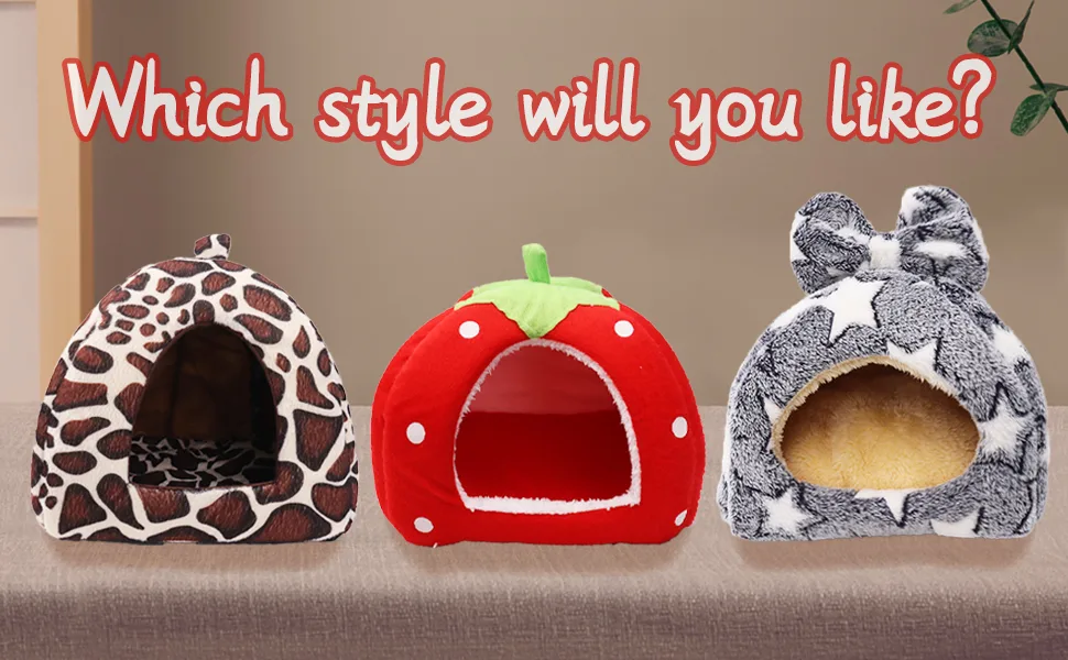 Mygeromon Small Pet Bed for Small Rabbit Guinea Pig Hamster Bunny Animals Warm Sleeping House for Winter (Red) - Bed for Guinea Pig
