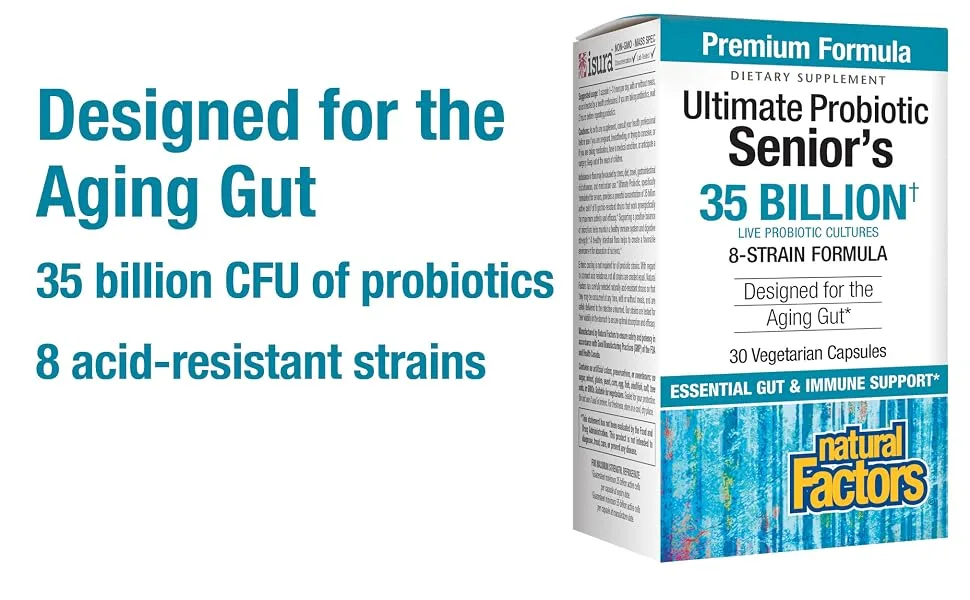 Natural Factors Ultimate Probiotic Senior's 35 Billion CFU 30 Vegetarian Capsules - Designed for the aging gut