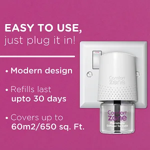 Comfort Zone Calming Pheromone Diffuser Starter Kit for a Calm Single or Multi-Cat Home Reduces Stress Spraying Scratching & Other Problematic Behaviours 1 Diffuser & 1 Refill - comfort zone cat calming pheromone diffuser modern design easy to use 30 days