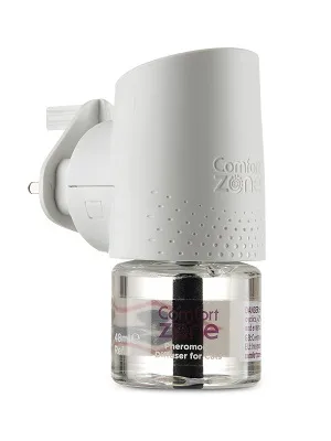 Comfort Zone Calming Pheromone Diffuser Starter Kit for a Calm Single or Multi-Cat Home Reduces Stress Spraying Scratching & Other Problematic Behaviours 1 Diffuser & 1 Refill - comfort zone pheromone diffuser and refill UK plug