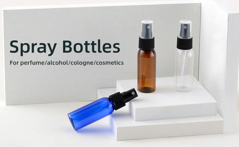 Toureal 30ML Amber Fine Mist Spray Bottle 12pcs Plastic Empty Travel Small Mister Refillable Dispenser Spritzer Container for Cosmetics Brown 30ml Brown - Travel size small spray bottles