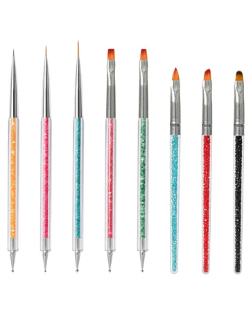 Function Nail Brush for Dotting Drawing Nail Art Brushes Painting Tools Liner Design Nail Art with Glitter Handle (5) 5PC - product information 6