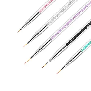 Function Nail Brush for Dotting Drawing Nail Art Brushes Painting Tools Liner Design Nail Art with Glitter Handle (5) 5PC - nail brshu