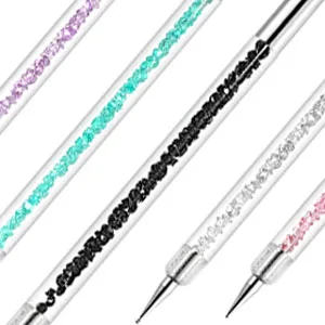 Function Nail Brush for Dotting Drawing Nail Art Brushes Painting Tools Liner Design Nail Art with Glitter Handle (5) 5PC - nail brshu