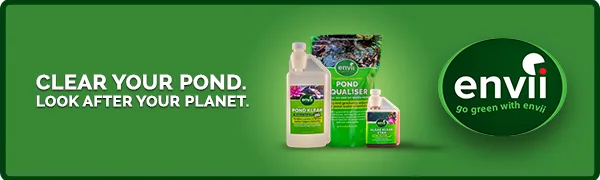 Envii Blanketweed Klear Floating Blanket Weed Treatment Safely Kills Floating Blanket Weed in All Ponds Treats 10 000 Litres 300g - Clear your pond look after your blanket banner with envii products and logo
