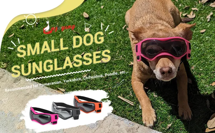 Enjoying Small Dog Goggles UV Protection Windproof Antifog Doggy Glasses for Pet Eye Wear Soft Frame Black Cool Black - dog sunglasses