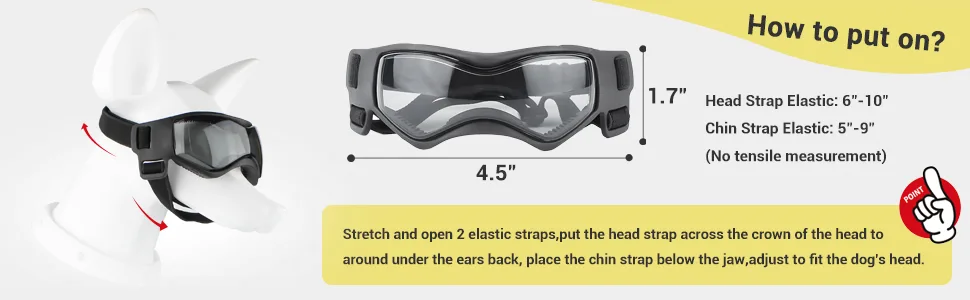 Enjoying Small Dog Goggles UV Protection Windproof Antifog Doggy Glasses for Pet Eye Wear Soft Frame Black Cool Black - dog sunglasses