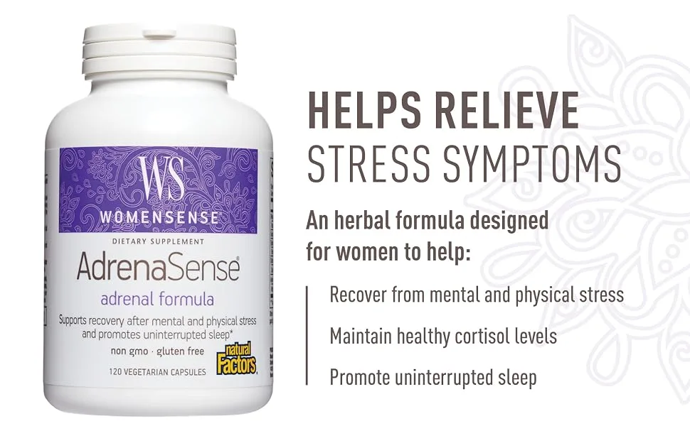 Natural Factors WomenSense AdrenaSense Adrenal Formula 120 Vegetarian Capsules - Helps relieve stress symptoms