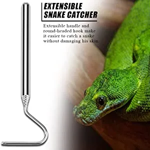 Zerodis Extendable Snake Capture Hook Stainless Steel Telescoping Snake Catcher Reptile Capture Hook for Reptile Catching Controlling Moving Small Animals - B084NZ1P99