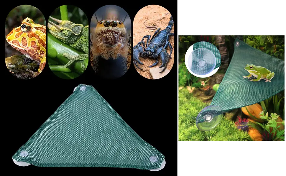 Tnfeeon Mesh Reptile Triangular Hanging Net Reptile Hammock Lizard Hammock Lounger Green(M) - product information 19