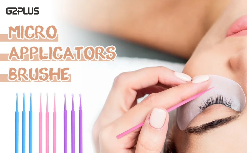 G2PLUS 200PCS Micro Applicators Brushes Pink Disposable Micro Applicators Disposable Eyelash Extension Swabs for Eyelashes Extensions - Micro Applicators Brushes