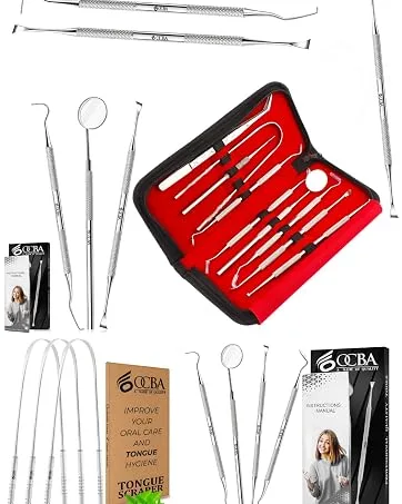 OCBA Double Headed Tarter Scraper Tooth Scaler Stainless Steel Plaque Remover for Dogs & Cats Pet Dental Teeth Cleaning Tool - Oral Hygiene Tools