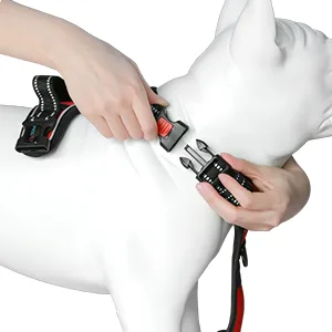 PHOEPET Reflective Dog Harness Large Breed Adjustable No Pull Vest with with Handle 2 Metal Rings 3 Buckles Easy to Put on & Take Off (M Red) Medium Red - step 1