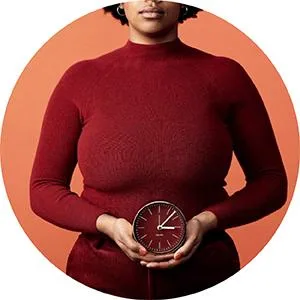 AllMatters Menstrual Cup (Formerly OrganiCup) Size Mini for Teens or Those Who Need a Smaller Size. Award Winning Period Cup - Model holding clock
