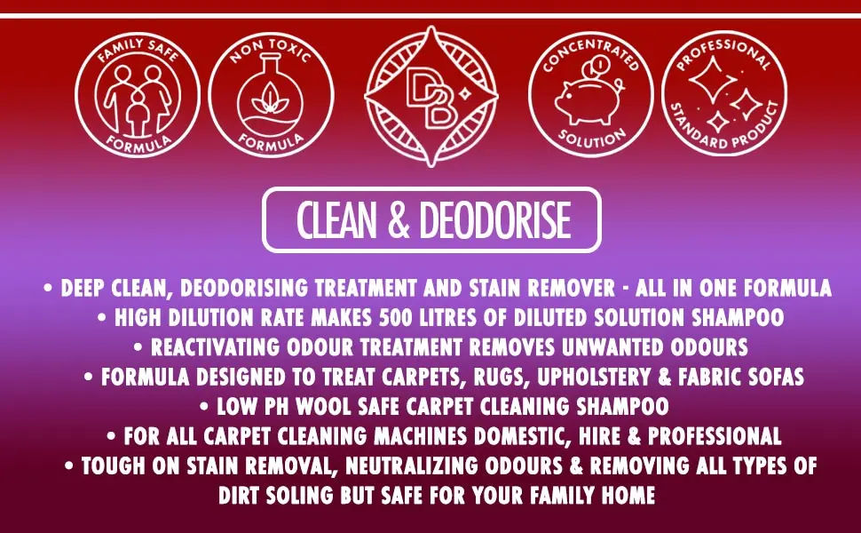 Dirtbusters Carpet Cleaner Solution Cleaning Shampoo Clean & Deodorise With Reactivating Odour Treatment Aroma Fresh (5L) 1 - carpet cleaner solution shampoo