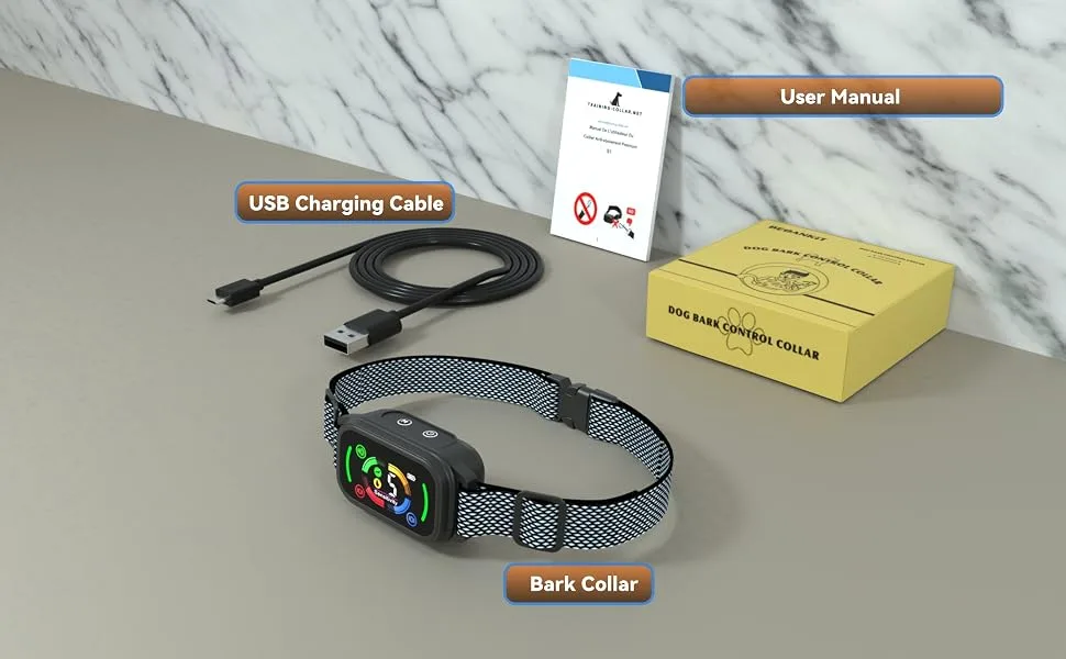 Beoankit Anti Bark Collar for Dogs with Dual Vibration Version Automatic Barking Collar with 5 Adjustable Sensitivity Levels 3 Modes Sound Vibration and Strong Vibration Grey - product information 12