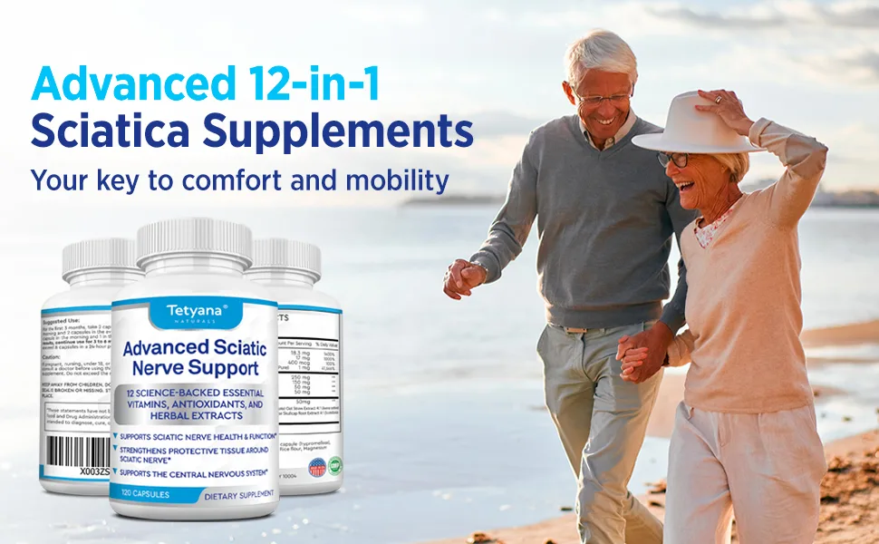 Advanced Sciatic Nerve Support Relief: Alpha Lipoic Acid Vitamin Benfotiamine - 12 in 1 Sciatica Supplements - 120 Capsules- 30-60 Supply- Made in USA - product information 12