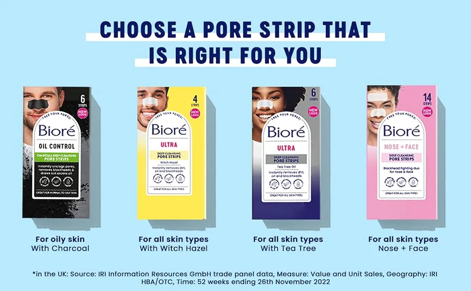 Biore Witch Hazel Ultra Deep Cleansing Pore Strips Nose Strips For Spot Prone Skin - Choose a pore strip right for you