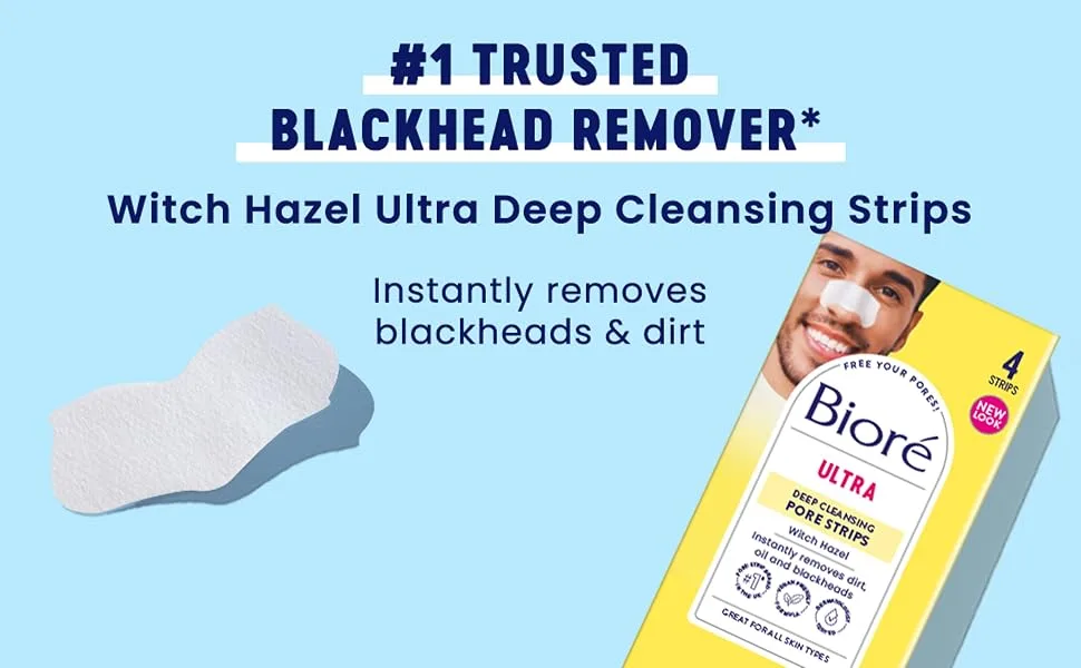 Biore Witch Hazel Ultra Deep Cleansing Pore Strips Nose Strips For Spot Prone Skin - No.1 trusted blackhead remover