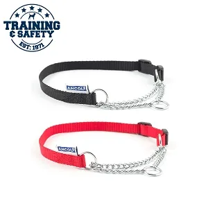 Ancol Heritage Nylon & Chain Check Collar Black 35 - 45cm Sz 2-4 Black 35-45 cm - product information 2