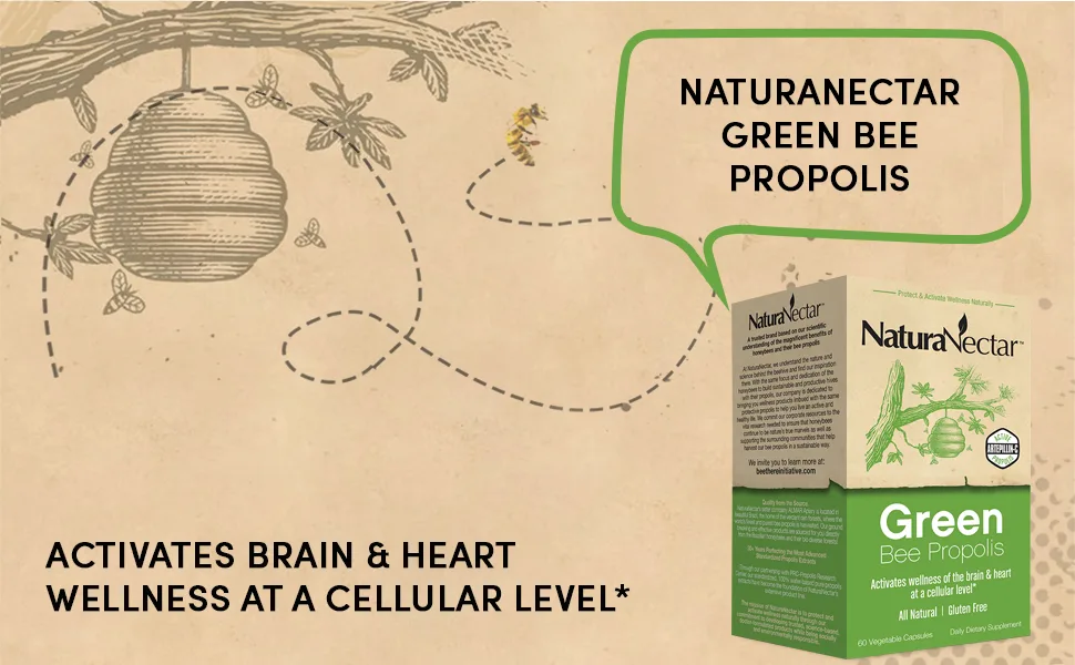 NaturaNectar Green Bee Propolis 60 Vegetable Capsules - Green Bee Propolis