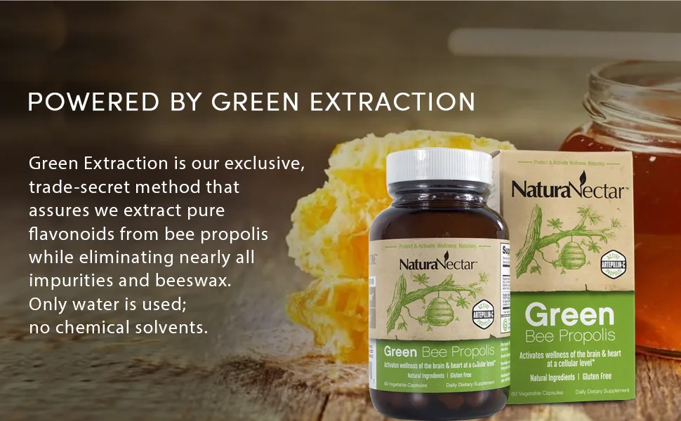 NaturaNectar Green Bee Propolis 60 Vegetable Capsules - Green Bee Propolis