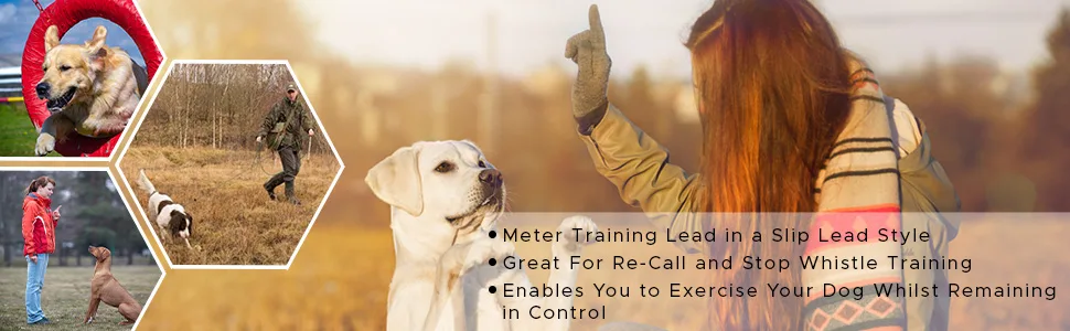 Dog & Field Training Lead - 6 meter Long Training/Exercise Lead - Super Soft Braided Nylon - Train or Exercise Your Dog Whilst Remaining in Full Control - 6 meter Long Training / Exercise Lead