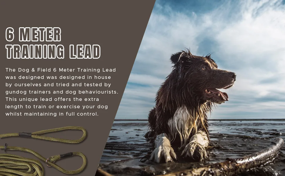 Dog & Field Training Lead - 6 meter Long Training/Exercise Lead - Super Soft Braided Nylon - Train or Exercise Your Dog Whilst Remaining in Full Control - 6 meter Long Training / Exercise Lead