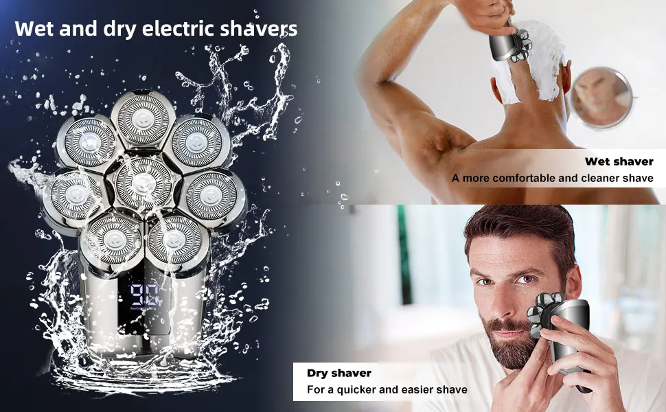 5 in 1 Men's Floating Razor Rechargeable Portable Shavers for Men Waterproof with LED Display for Beard Trimmer Haircutter Silver - shavers for men
