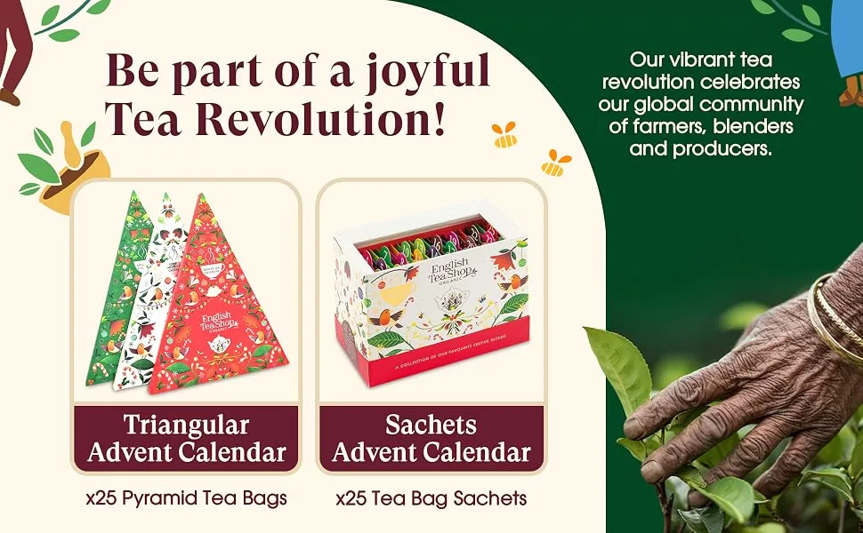 English Tea Shop Organic Advent Calendar Tree - 25 Pyramid Tea Bags - advent calander