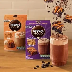 Nescafe Chocolate Caramel Brownie Mocha 7 x 21.4g Sachets 100% Responsibly Sourced Coffee - Both