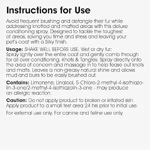 Natural VetCare Silky Detangling and Conditioning Grooming Spray for Dogs and Cats 300 ml - silky