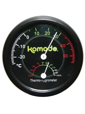 Komodo Combined Thermometer and Hygrometer Analog Black Analogue - Komodo