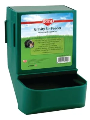 Kaytee Gravity Bin Feeder with Bracket to Attach to Small Animal Cage Assorted Colours 6-1/2-Inch long 5-3/4-inch wide 8-1/4-inch high - kaytee superpet gravity bin feeder for small animals rabbits guinea pig chinchiller feeder