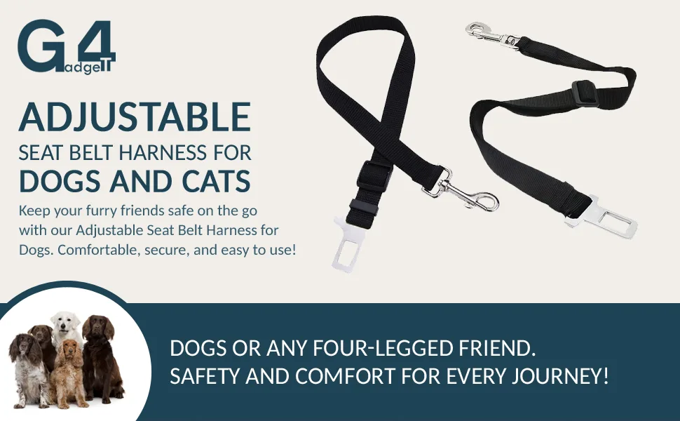 SecureDrive Pet Car Safety Harness: Adjustable Seat Belt for Dogs and Cats by G4GADGET - Adjustable Seat Belt Harness
