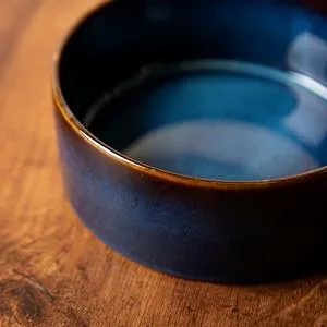 Scruffs Ceramic Heavy Duty Reactive Glaze Pet Bowls - 2pc Set - 15cm Midnight Blue 15cm - Reactive 7