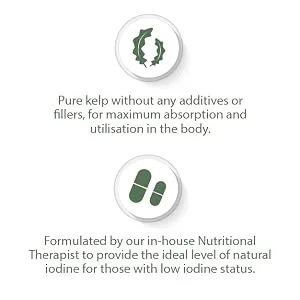 Organic Kelp Supplement | 500mg Kelp per Capsule | Source of Iodine 435mcg | 120 Vegan Capsules | G&G Vitamins - Organic Kelp