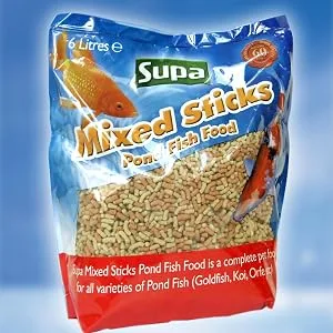 SUPA Mixed Koi and Pond Sticks 6L Sachet | Premium Quality Fish Food Offering A Nutritionally Balanced Diet - Supa Mixed Pond Sticks 6 Litre Blue Background