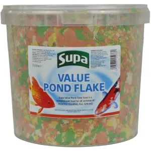 Supa Value Pond Flake Fish Food 5 Litre Bucket Provides A Nutritionally Balanced Diet For Koi Carp and Other Pond Coldwater Fish. - Value Pond Flake 5 Litre