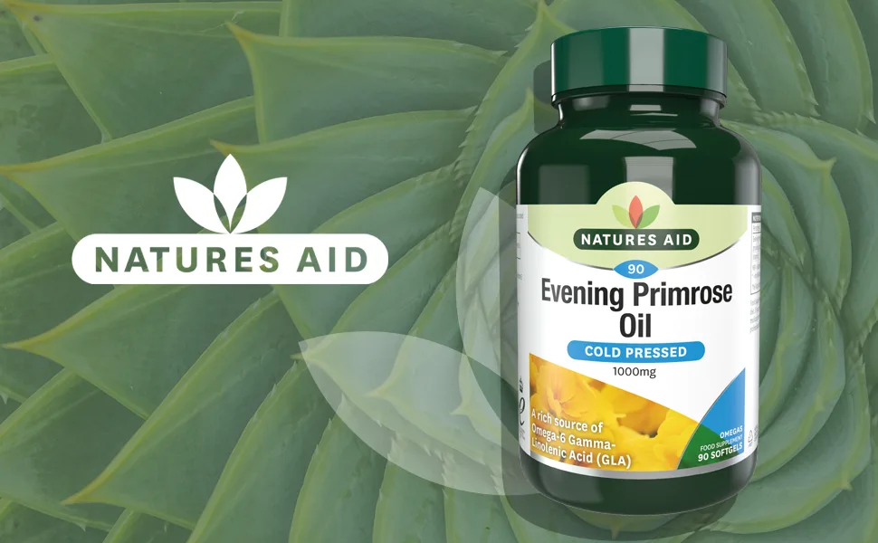 Natures Aid Evening Primrose Oil 1000 mg Cold Pressed Omega-6 GLA 180 Softgel Capsules - Evening Primrose Oil