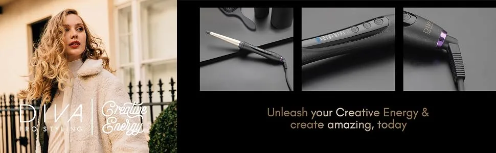 Diva Pro Styling Digital Wand (13-25mm) with Macadamia Argan Oil & Keratin infused ceramic barrel - creative energy create amazing