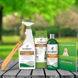 Vet's Best Flea Comb Real Bamboo with Contour Grip Handle for Dogs and Cats - Flea family