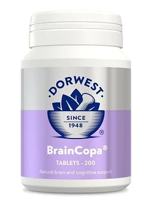 Dorwest Herbs BrainCopa Tablets for Dogs and Cats 100 Tablets - Helps naturally maintain brain health and mental agility for older pets - BC200