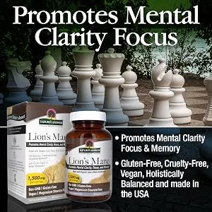 Nature's Answer Lion's Mane 1500 mg 90 Vegetarian Capsules - Cognitive Function, Memory Support, Daily Supplement, Mushroom, Memory