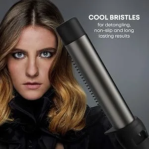REVAMP Progloss Perfect Finish Waver - Ceramic Wave Wand with Retractable Bristles Create Long-Lasting Smooth Curls Ultra-Fast Heat Technology Ceramic Ionic Barrel Infused w/Super Smooth Oils Silver - product information 6