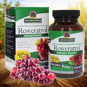 Nature's Answer Resveratrol 637 mg 60 Vegetarian Capsules - Boost Immune Function Anti-oxidants and Reducing Inflammation Vigor and Appearance Nervous System