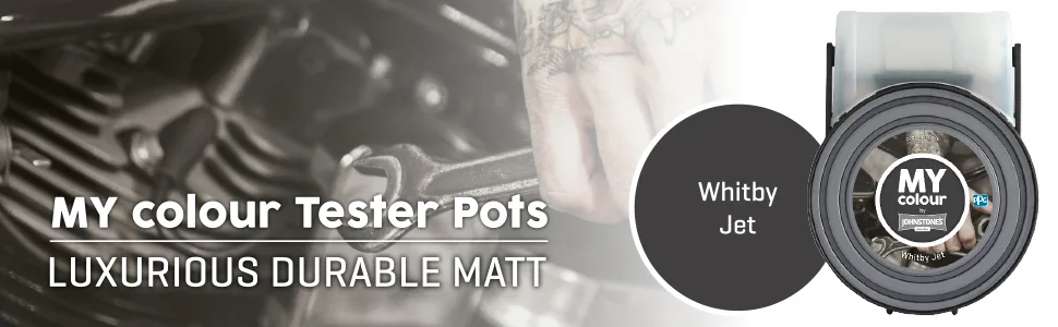 MY colour by Johnstone's - Colour Tester Pot - Luxurious Durable Matt - Whitby Jet - 55ml Whitby Jet Tester Pot - Whitby Jet, MY colour